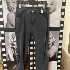 Smokey High Rise Runched Back Slit Denim